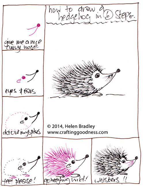 How to draw a Hedgehog step by step Crafting Goodness